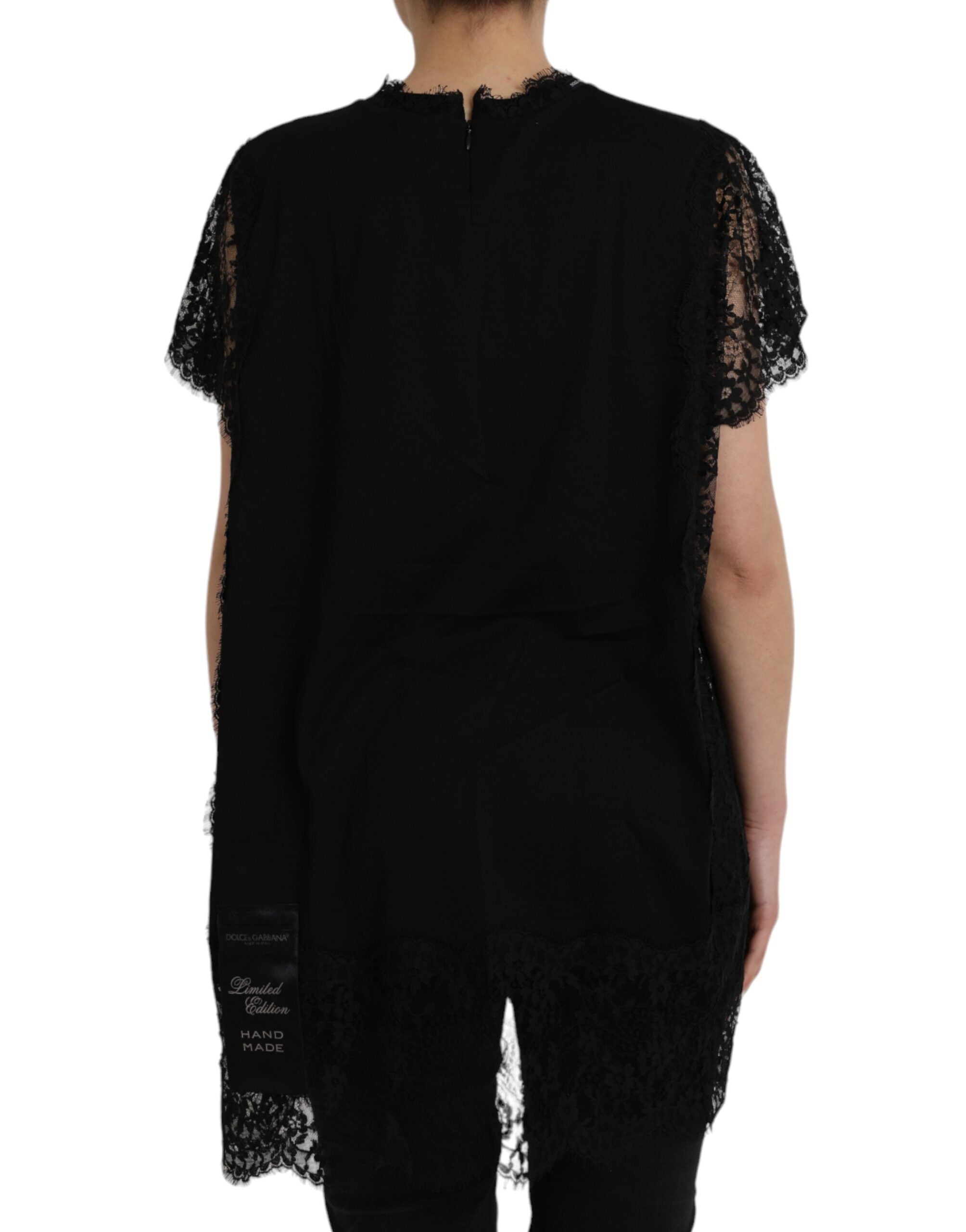 Dolce & Gabbana Black Sacred Heart Print Cotton Lace T-shirt LUNESCAPE