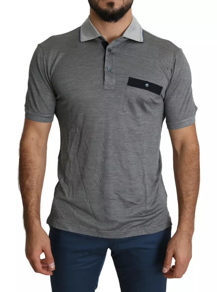 Dolce & Gabbana Gray Collared Silk Polo Top Shirt T-shirt LUNESCAPE