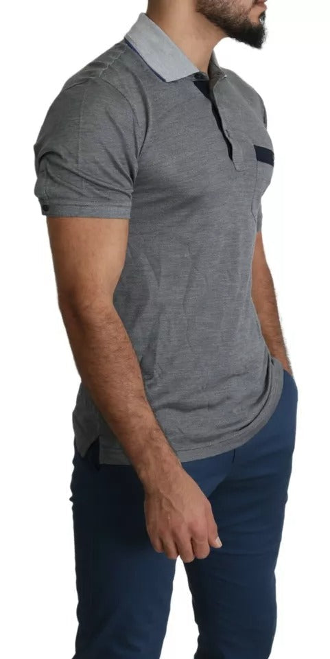 Dolce & Gabbana Gray Collared Silk Polo Top Shirt T-shirt LUNESCAPE