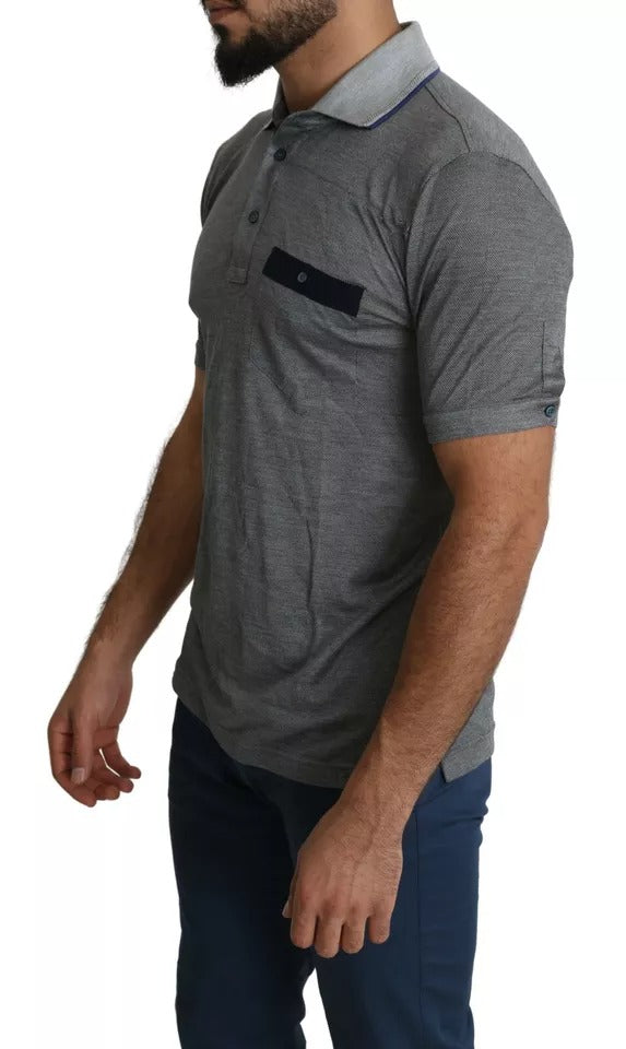 Dolce & Gabbana Gray Collared Silk Polo Top Shirt T-shirt LUNESCAPE