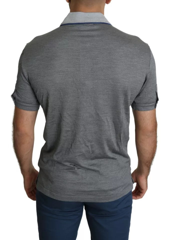 Dolce & Gabbana Gray Collared Silk Polo Top Shirt T-shirt LUNESCAPE