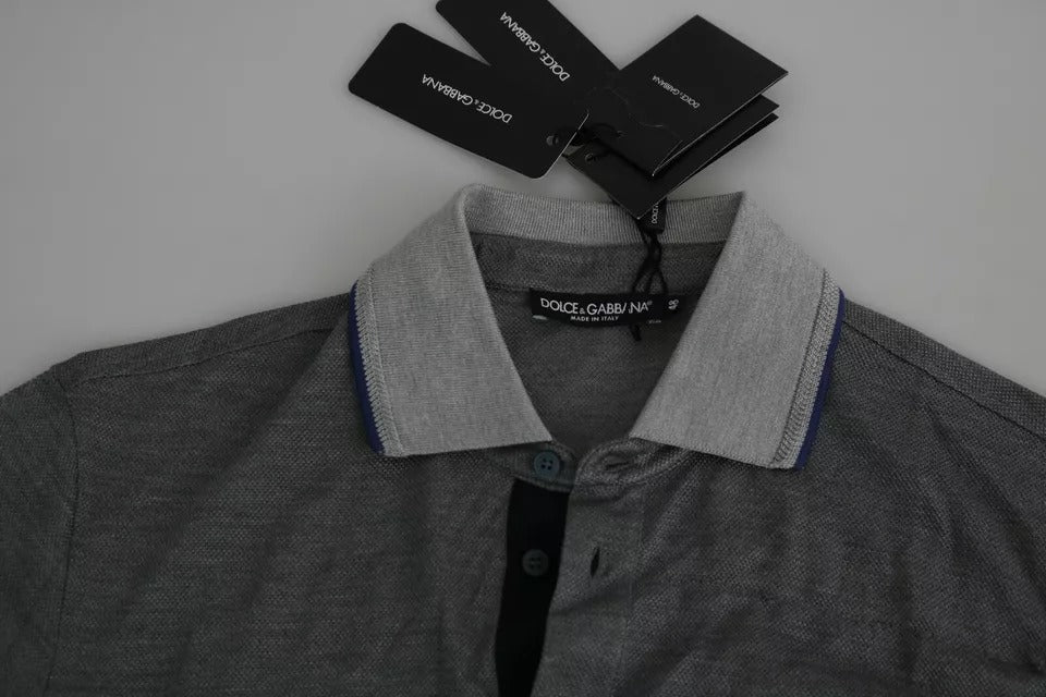 Dolce & Gabbana Gray Collared Silk Polo Top Shirt T-shirt LUNESCAPE