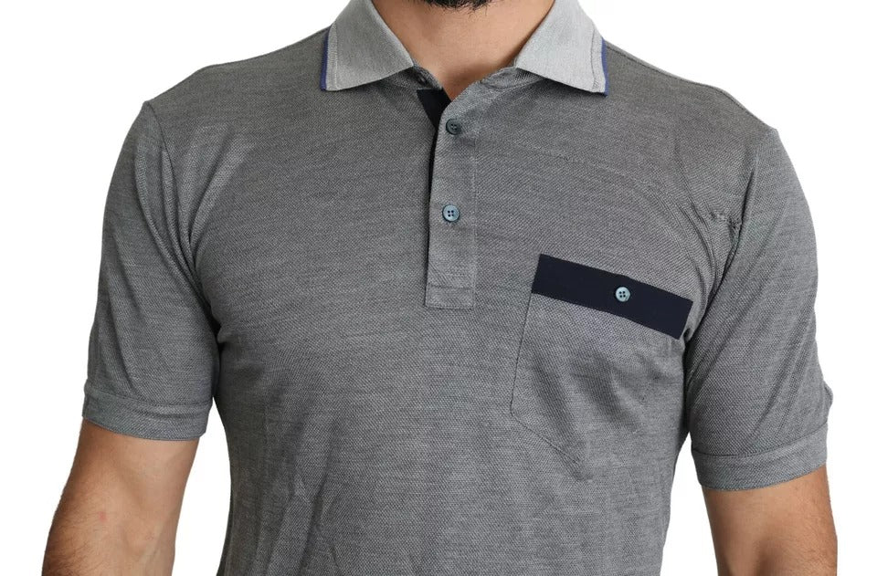 Dolce & Gabbana Gray Collared Silk Polo Top Shirt T-shirt LUNESCAPE