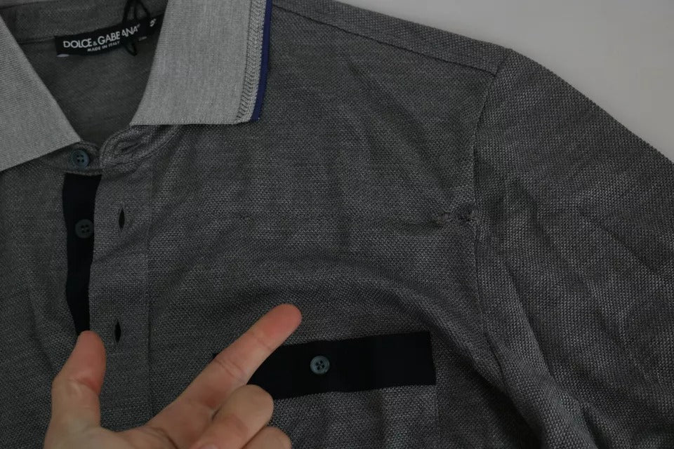 Dolce & Gabbana Gray Collared Silk Polo Top Shirt T-shirt LUNESCAPE