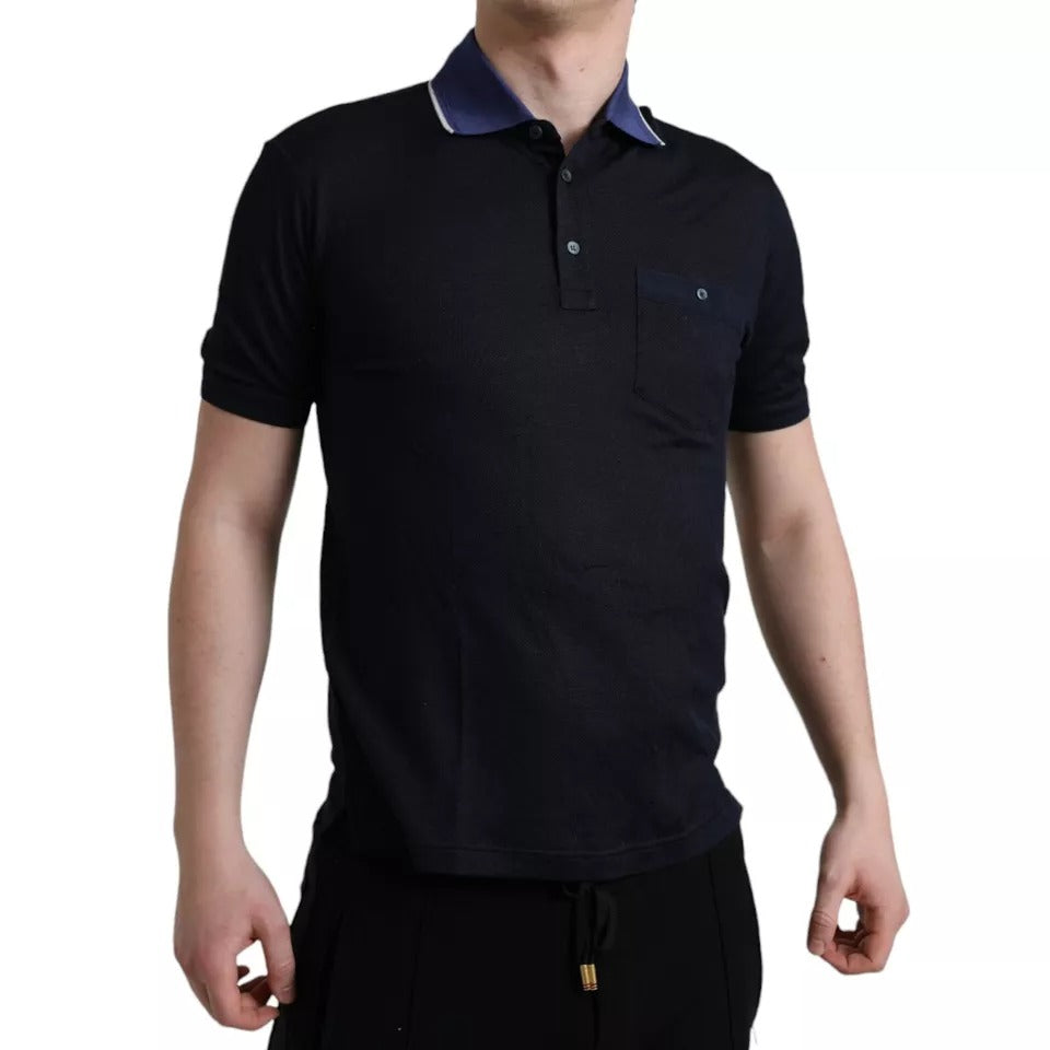 Dolce & Gabbana Navy Blue Collared Short Sleeve Polo T-shirt LUNESCAPE