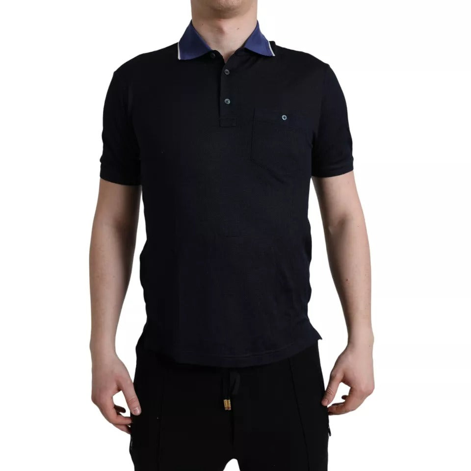 Dolce & Gabbana Navy Blue Collared Short Sleeve Polo T-shirt LUNESCAPE