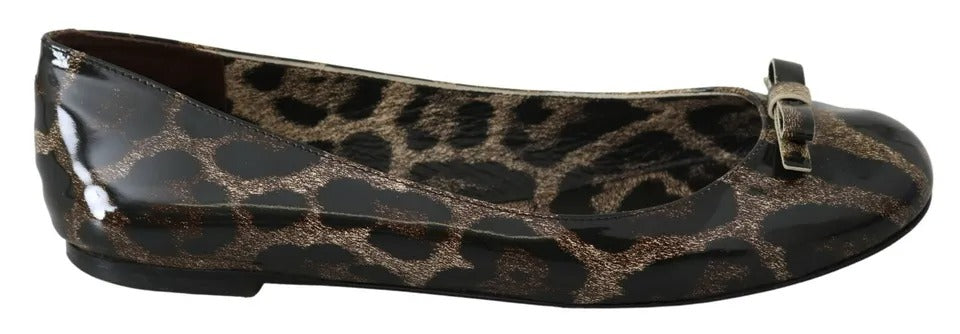 Dolce & Gabbana Brown Leopard Ballerina Flats Leather Shoes LUNESCAPE