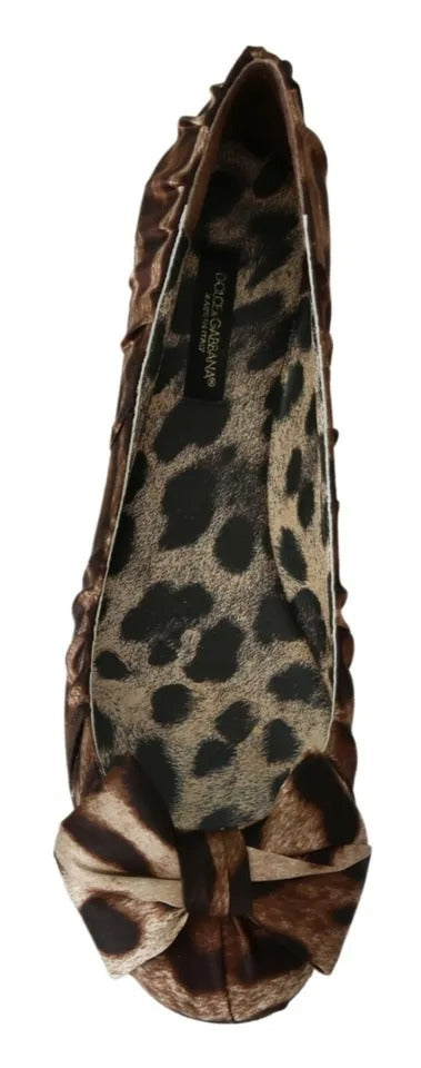 Dolce & Gabbana Brown Leopard Silk Ballerina Flats Shoes LUNESCAPE