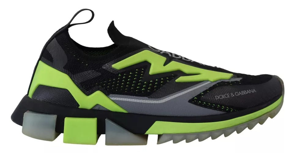 Dolce & Gabbana Black Yellow SORRENTO Sport Stretch Sneakers Shoes LUNESCAPE