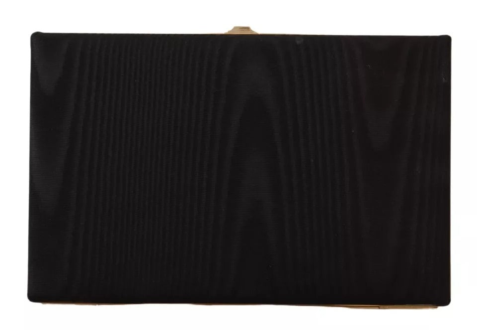 Dolce & Gabbana Black Silk Gold Frame Clutch Evening Party Purse Bag LUNESCAPE