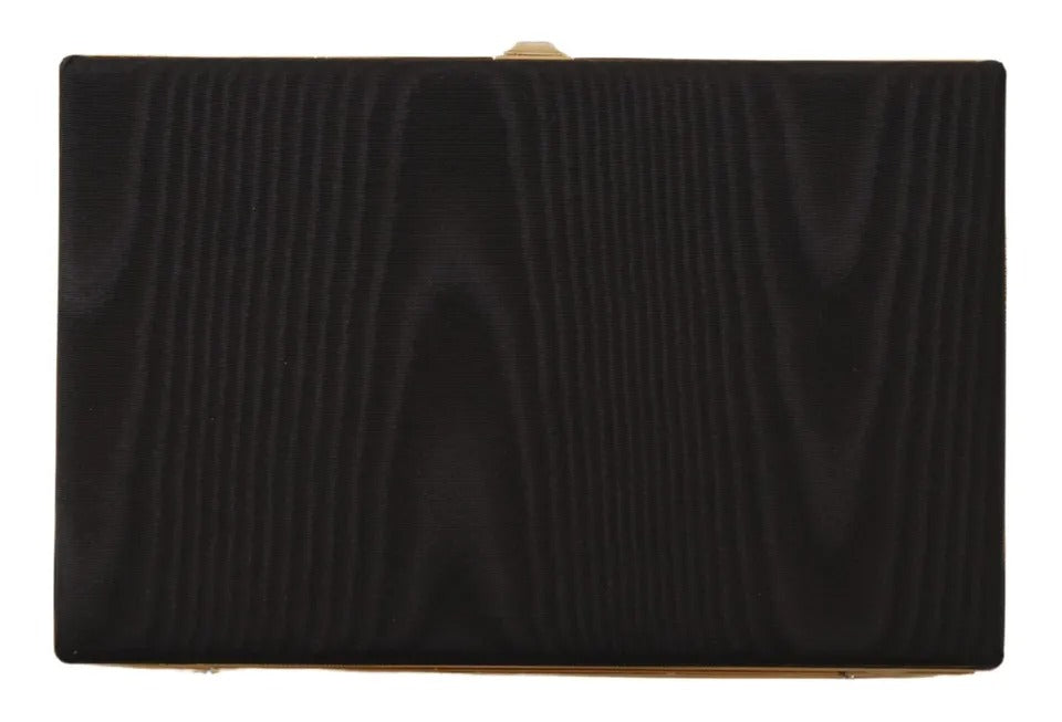Dolce & Gabbana Black Silk Gold Frame Clutch Evening Party Purse Bag LUNESCAPE