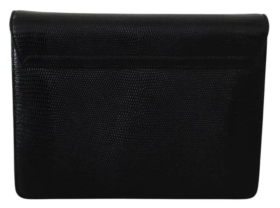 Dolce & Gabbana Black Leather Gold Metal Mini Women Purse Bag Lucia Wallet LUNESCAPE