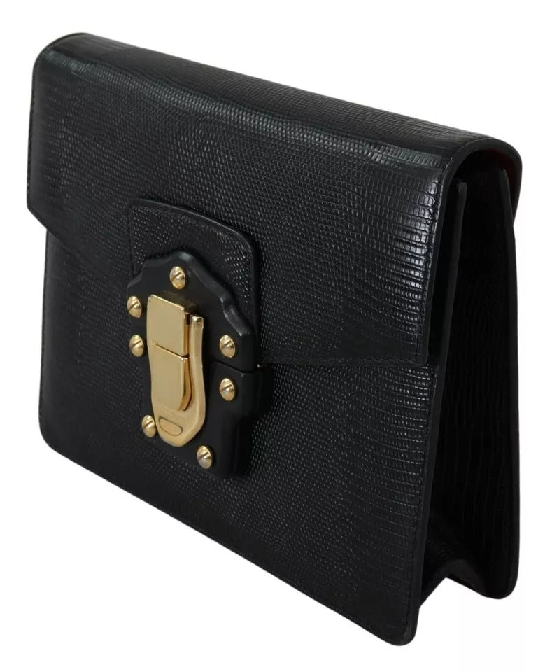 Dolce & Gabbana Black Leather Gold Metal Mini Women Purse Bag Lucia Wallet LUNESCAPE
