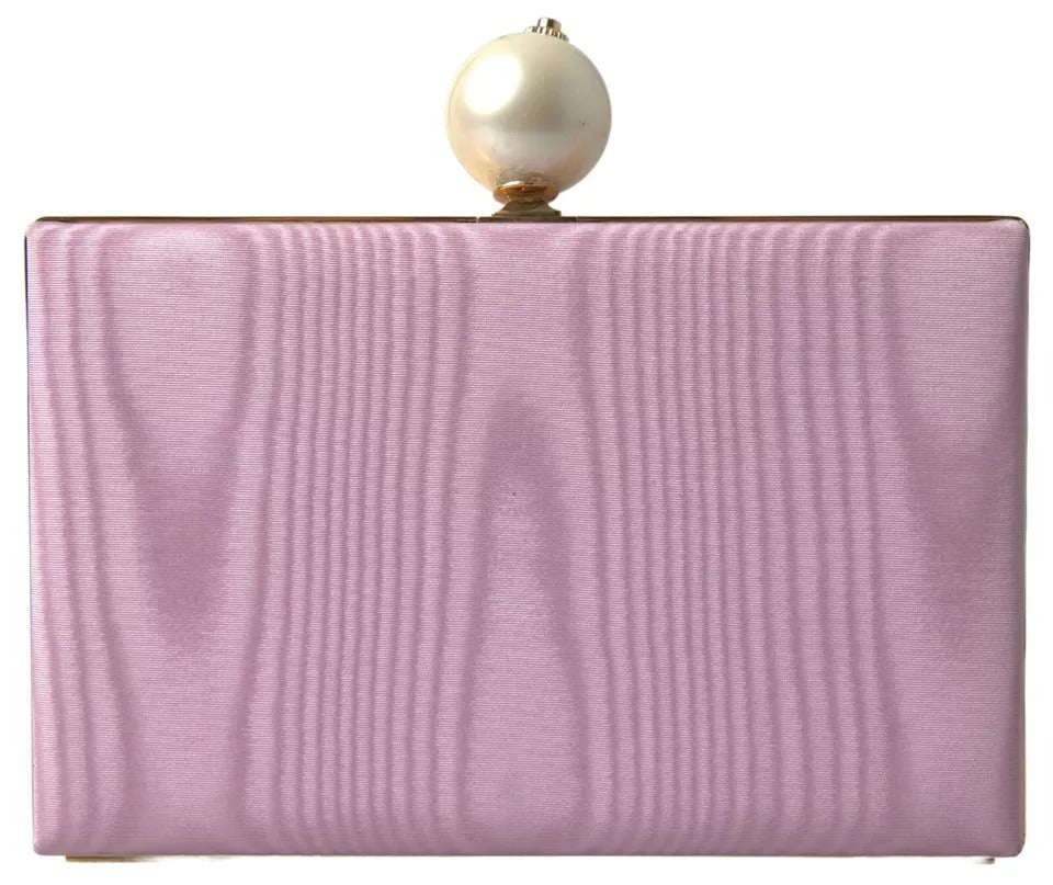 Dolce & Gabbana Pink Silk Gold Frame Clutch Evening Party Purse Bag LUNESCAPE