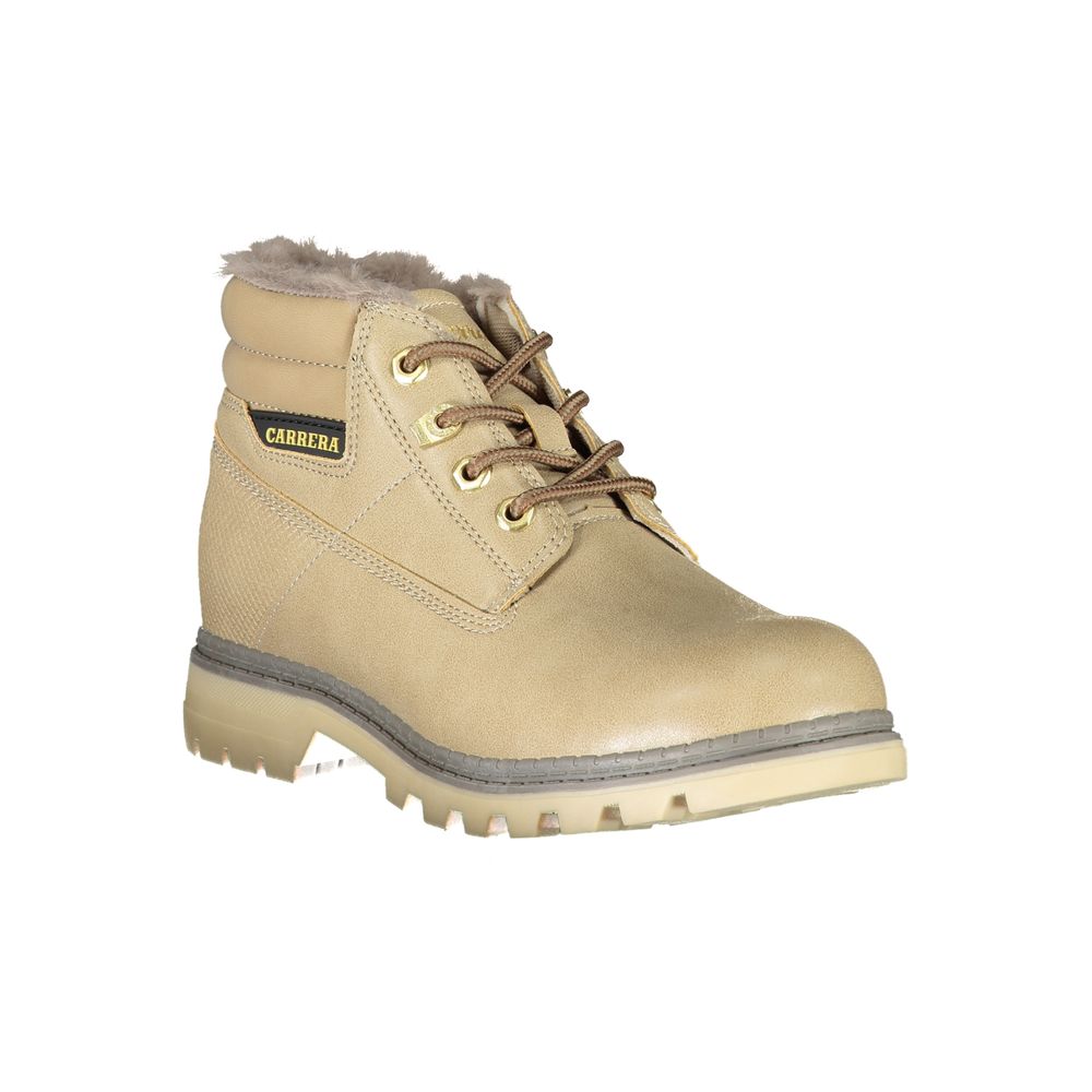 Carrera Beige Lace-Up Boots with Contrast Details LUNESCAPE