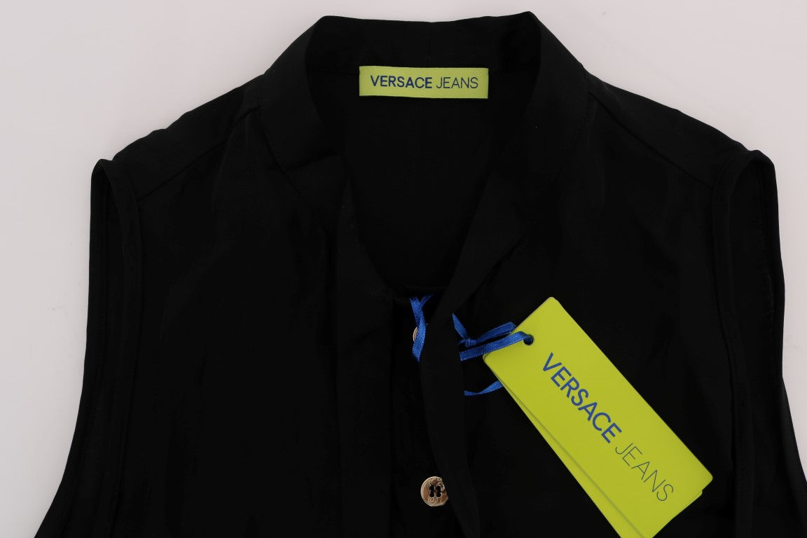 Versace Jeans Black Sleeveless Viscose Blouse Top