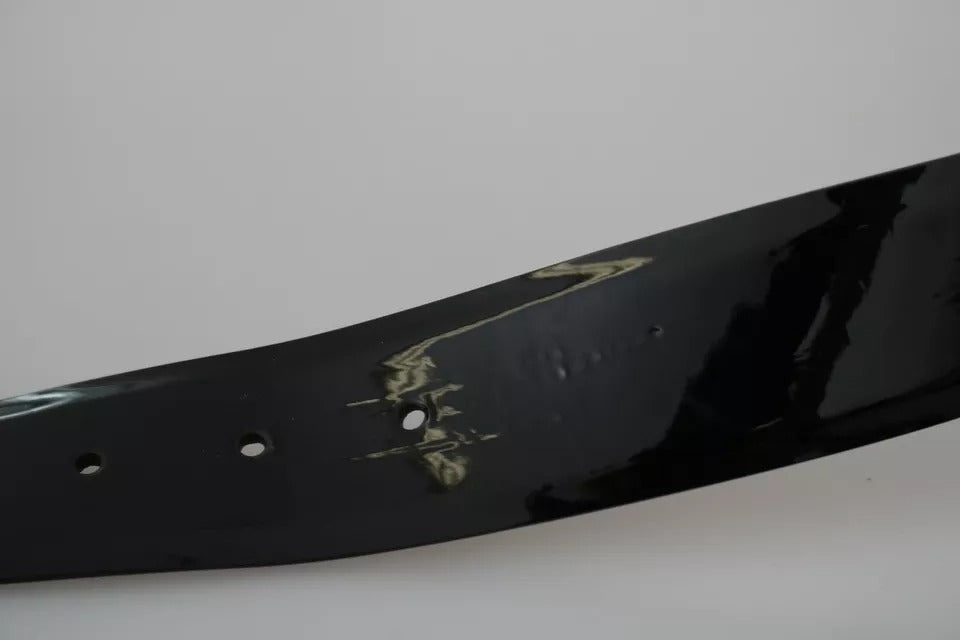 Dolce & Gabbana Black Shiny Leather Crystal Logo Buckle Belt