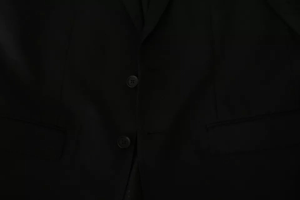 Dolce & Gabbana Black Wool Slim Fit Notch Jacket Blazer
