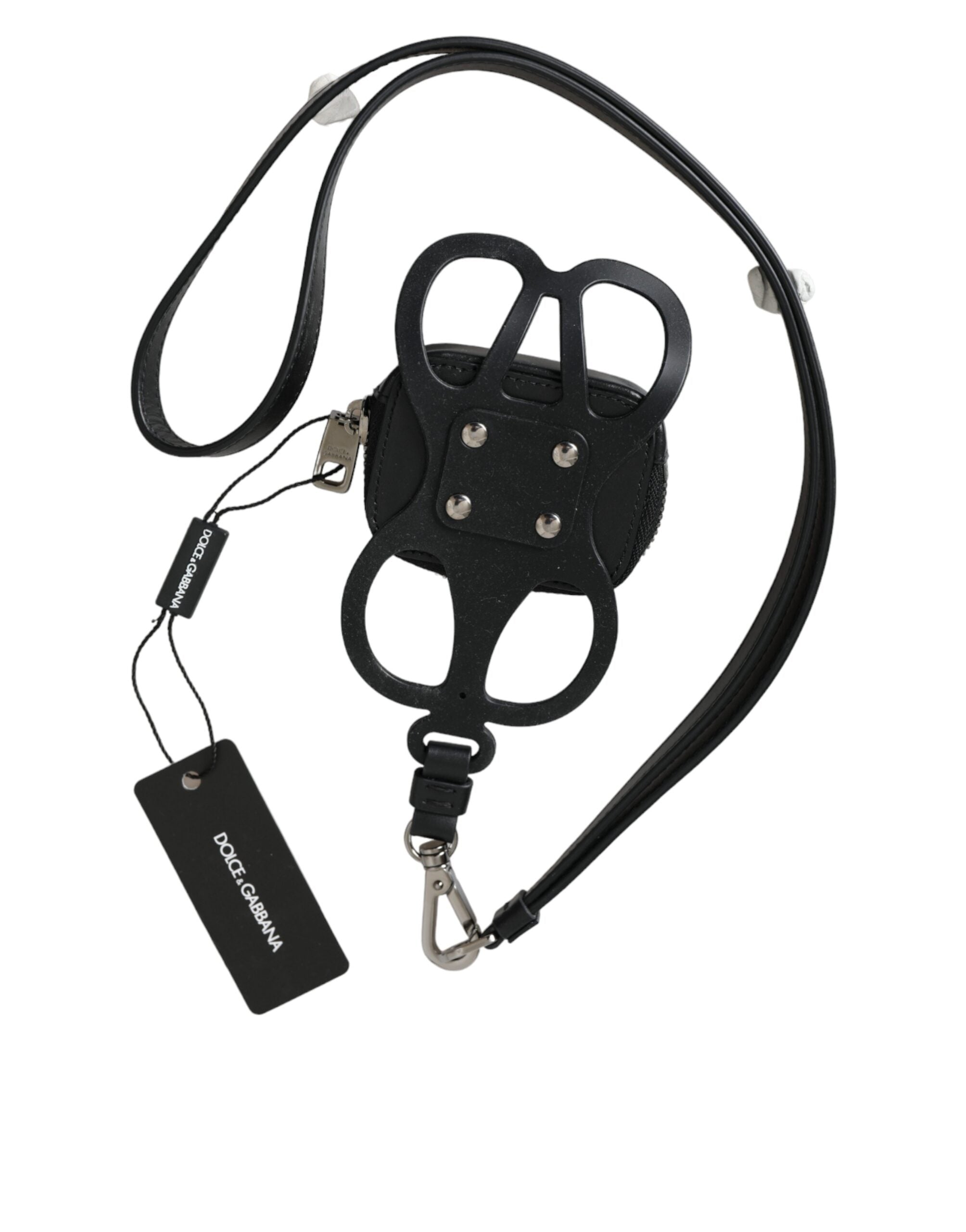 Dolce & Gabbana Black Calfskin Leather DG Logo Lanyard Wallet