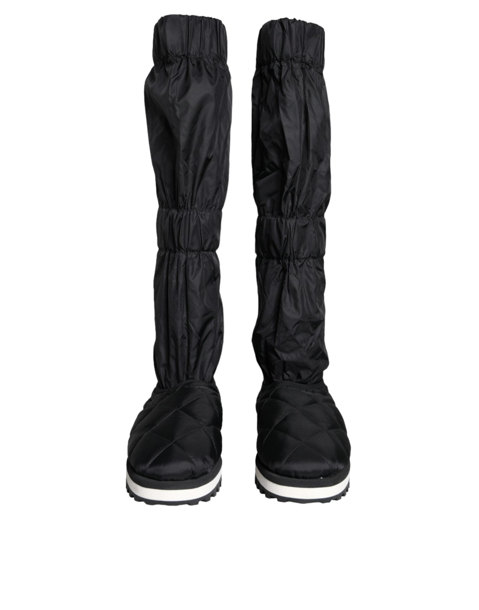Dolce & Gabbana Black Quilted Knee High Winter Boots