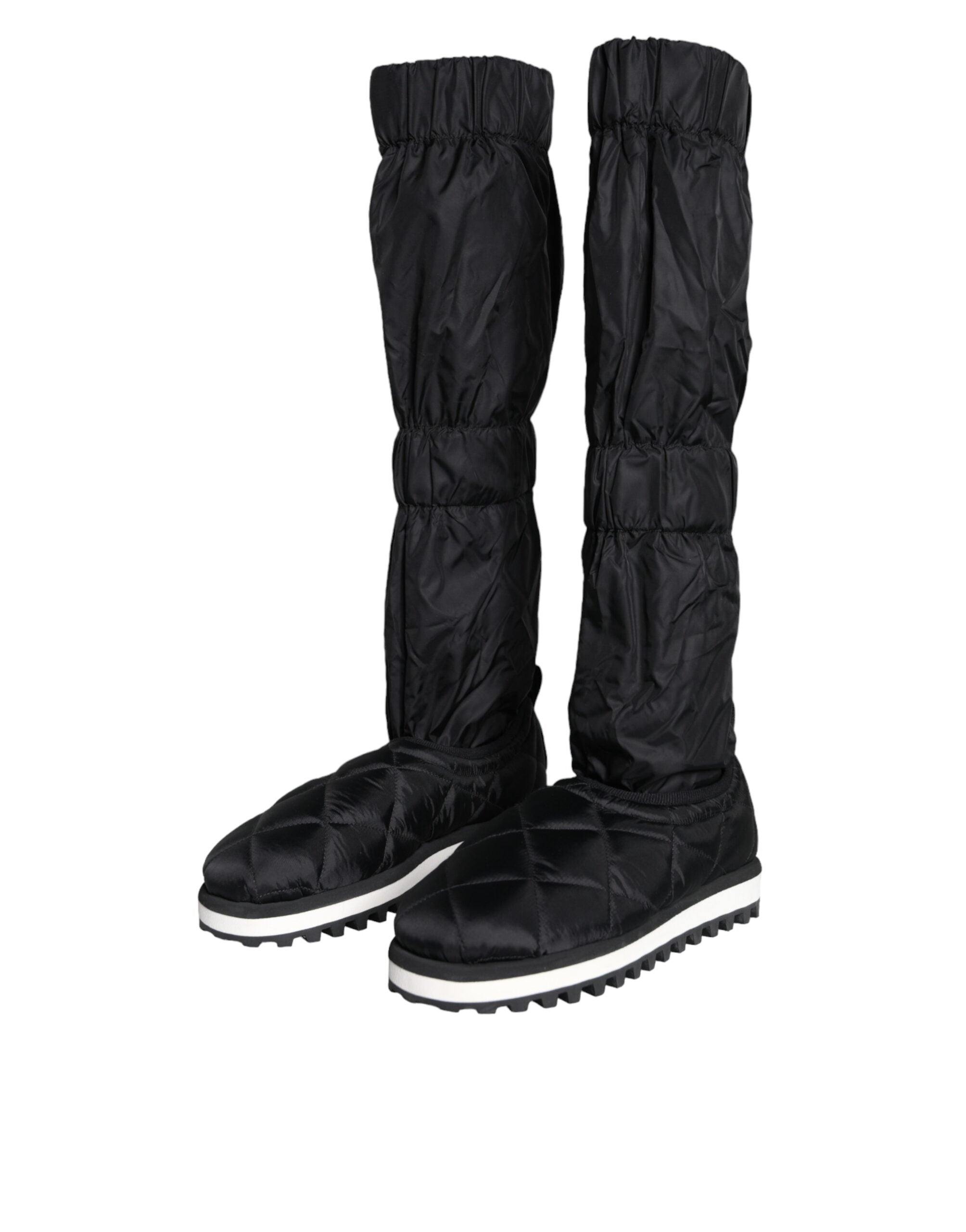 Dolce & Gabbana Black Quilted Knee High Winter Boots