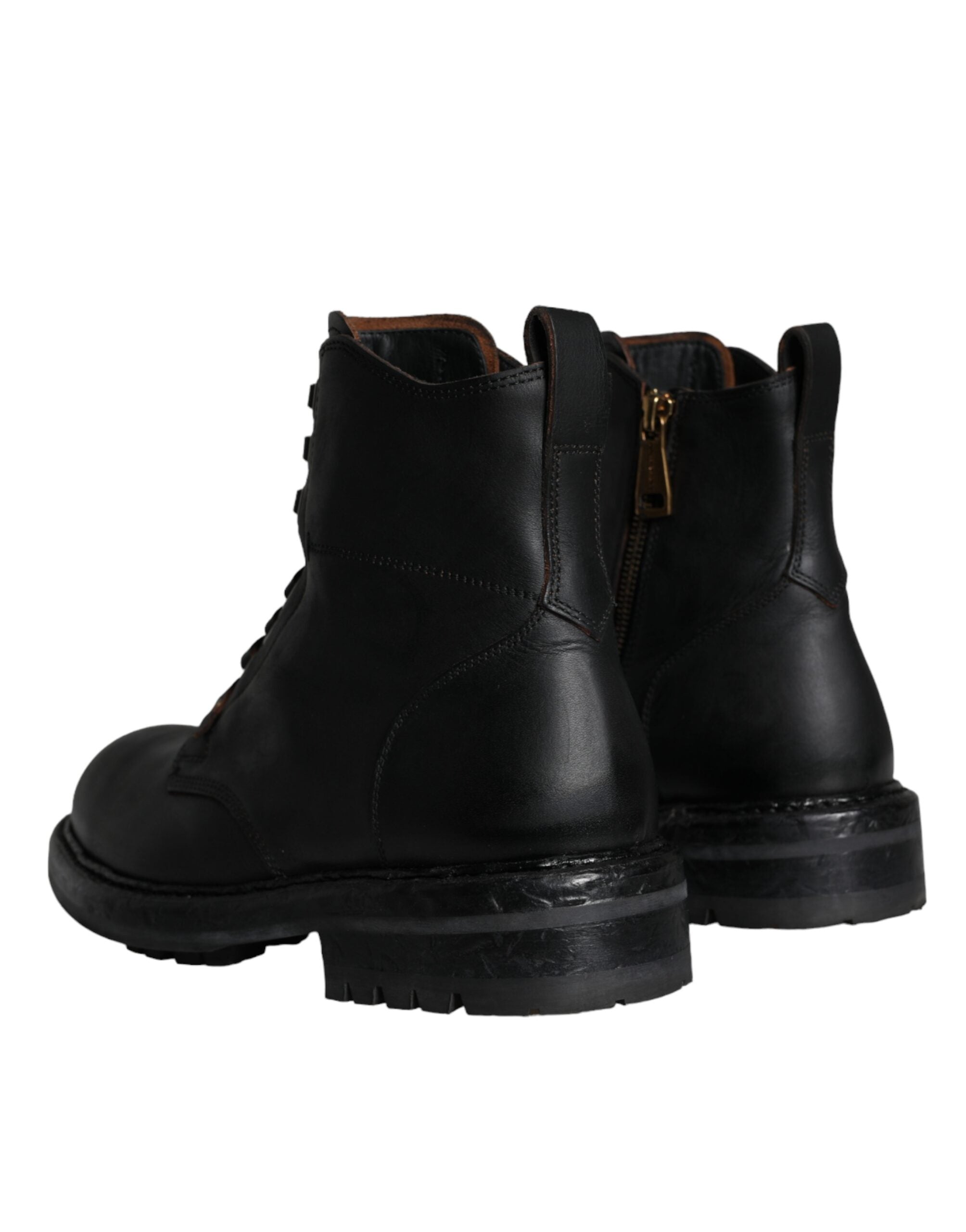 Dolce & Gabbana Black Lace Up Mid Calf Boots Men Shoes LUNESCAPE