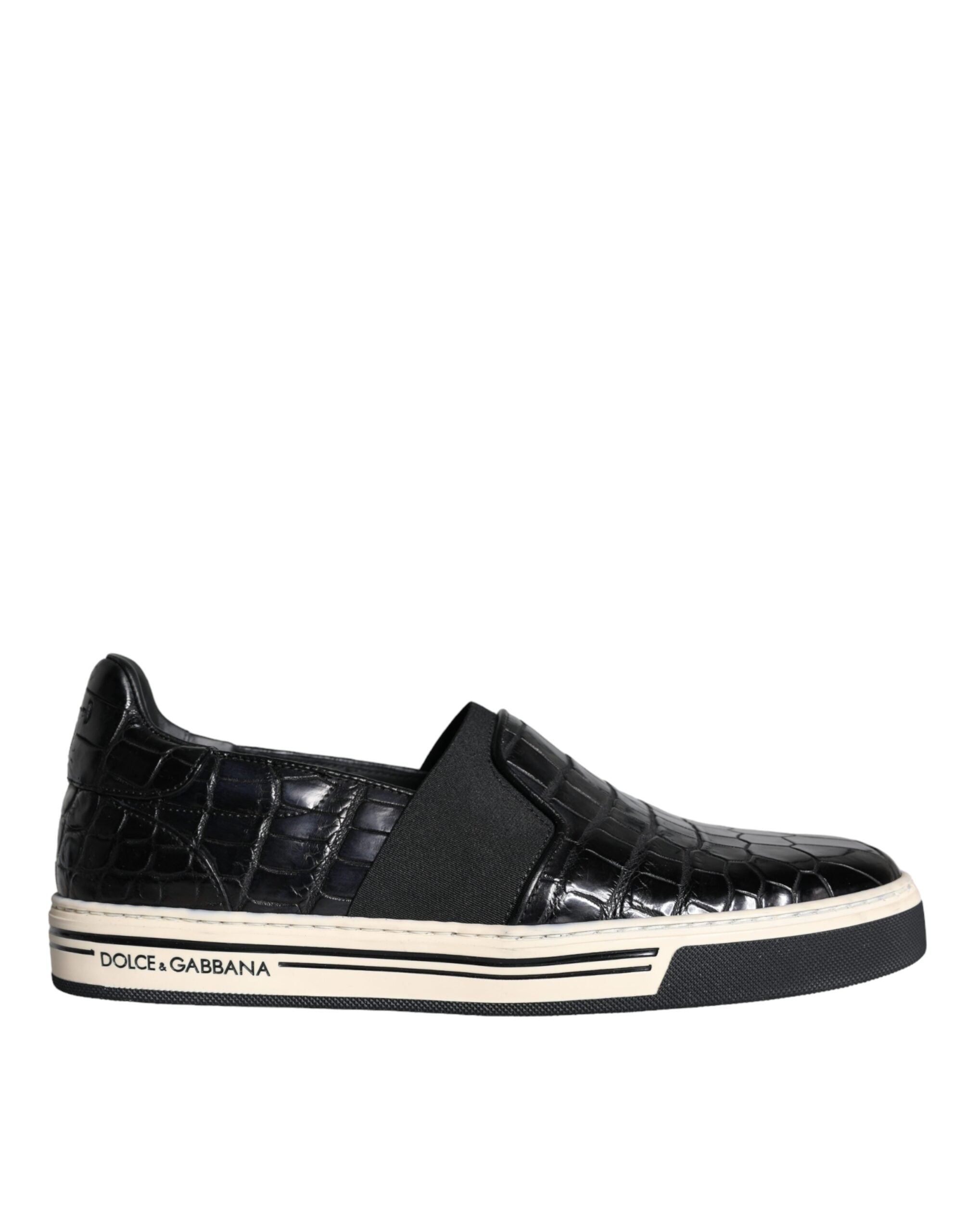 Dolce & Gabbana Black Leather Loafers Slippers Casual Shoes LUNESCAPE