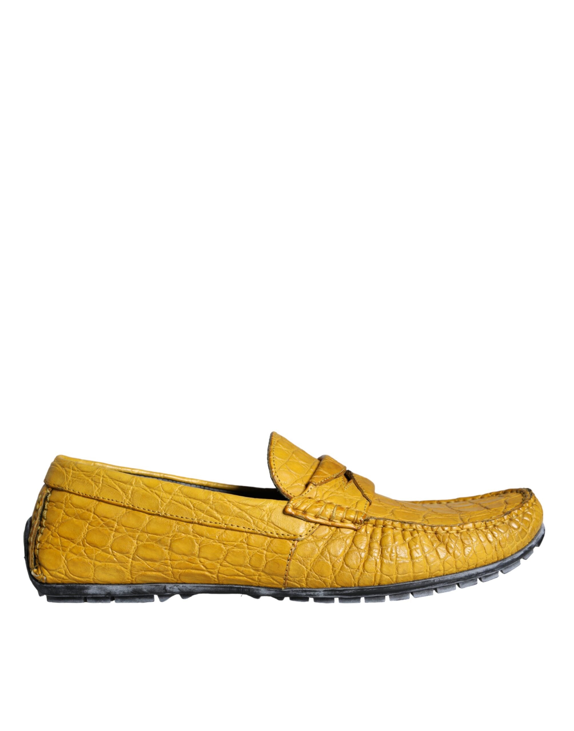 Dolce & Gabbana Yellow Leather Slip Mocassin Loafers Shoes LUNESCAPE