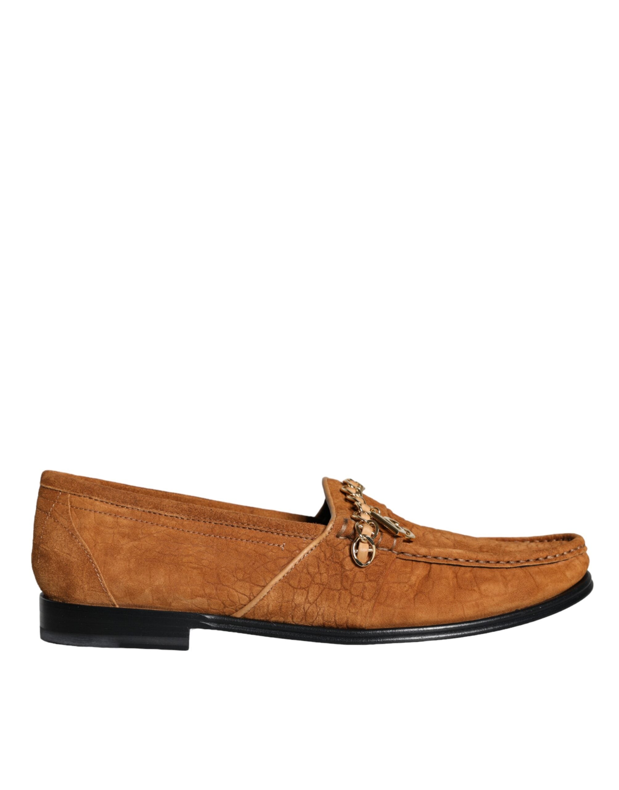 Dolce & Gabbana Brown Velvet Leather Logo Mocassin Slip On Shoes LUNESCAPE