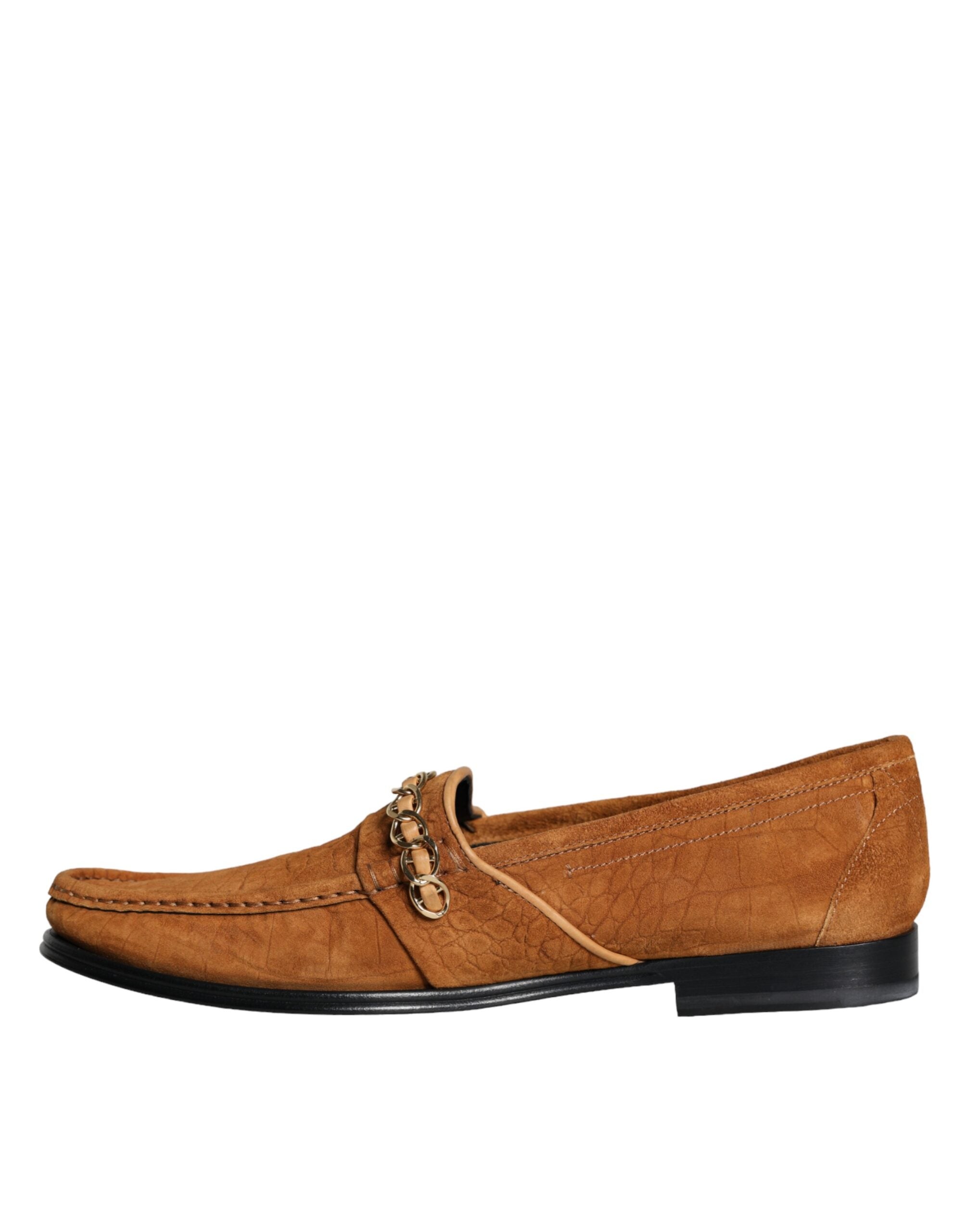 Dolce & Gabbana Brown Velvet Leather Moccasin