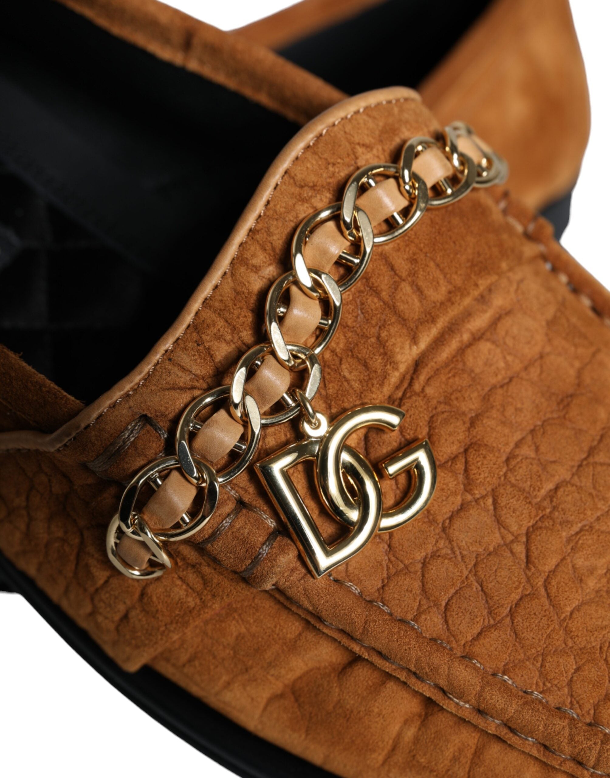 Dolce & Gabbana Brown Velvet Leather Moccasin