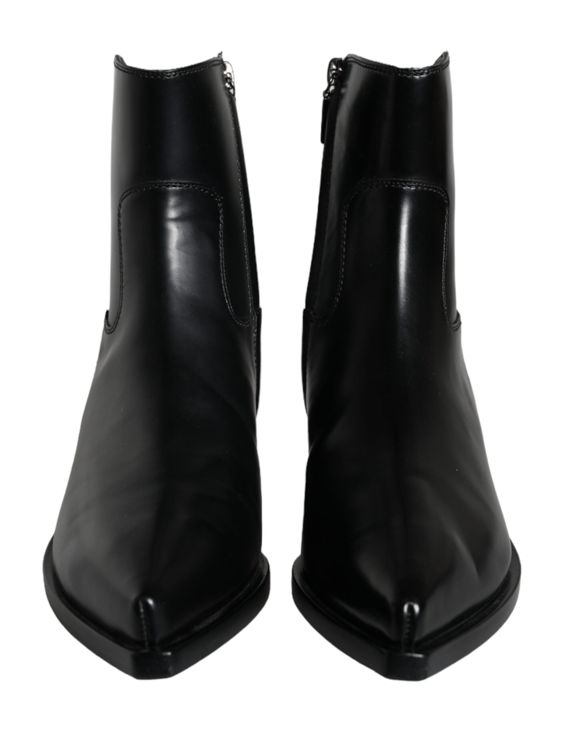 Dolce & Gabbana Black Leather Ankle Boots Booties Shoes LUNESCAPE