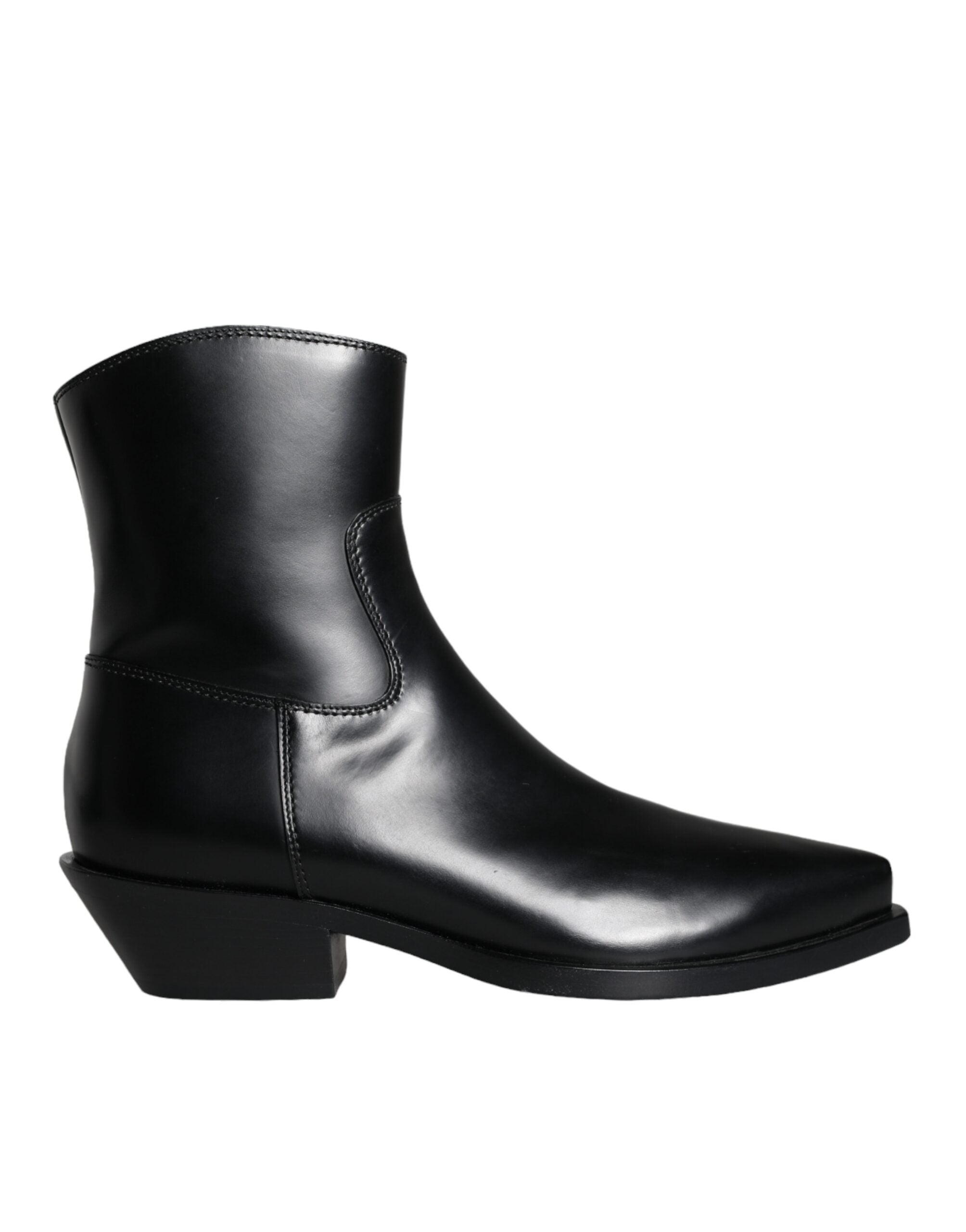 Dolce & Gabbana Black Leather Ankle Boots Booties Shoes LUNESCAPE