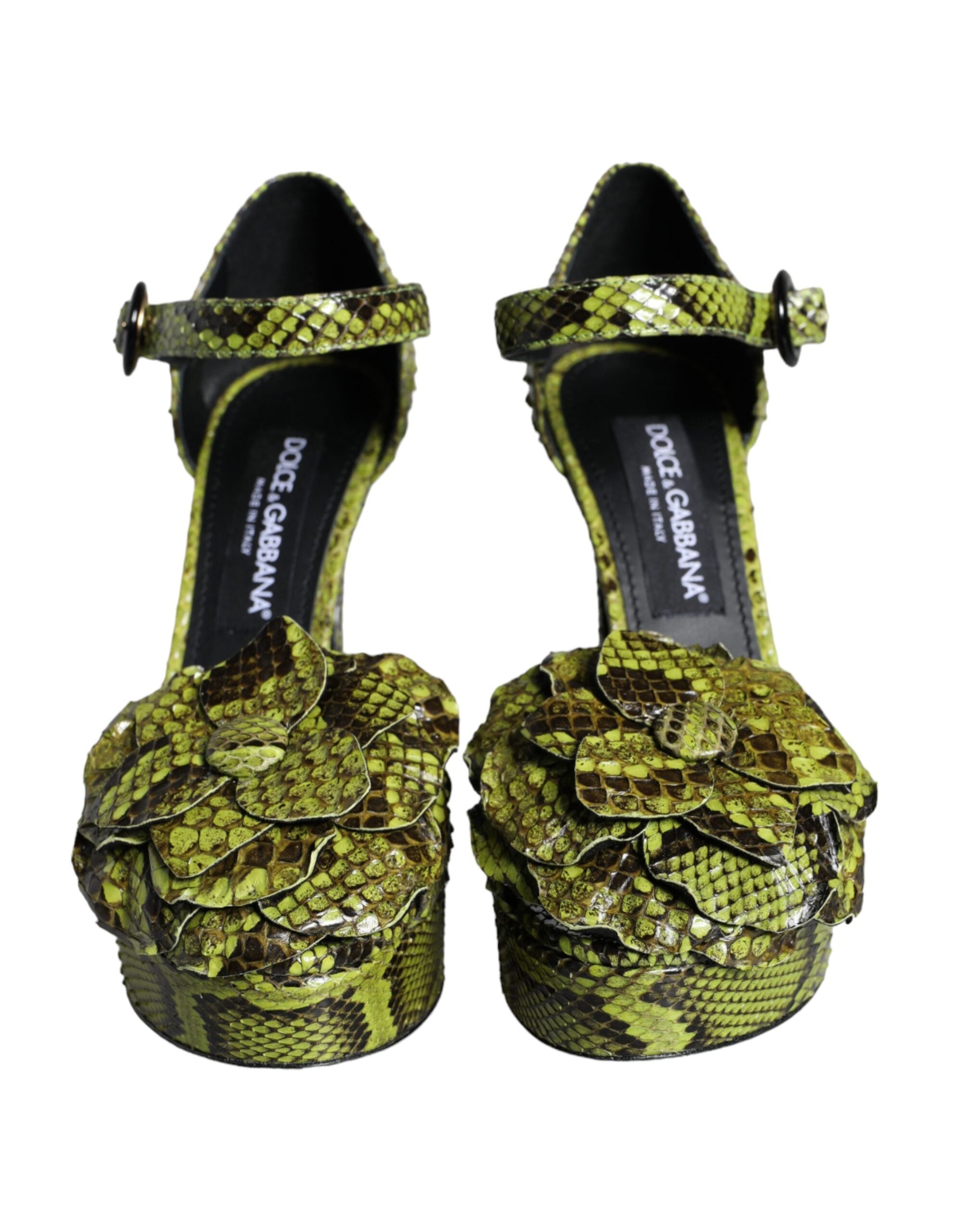 Dolce & Gabbana Green Exotic Leather Ankle Strap Heels Sandals Shoes LUNESCAPE