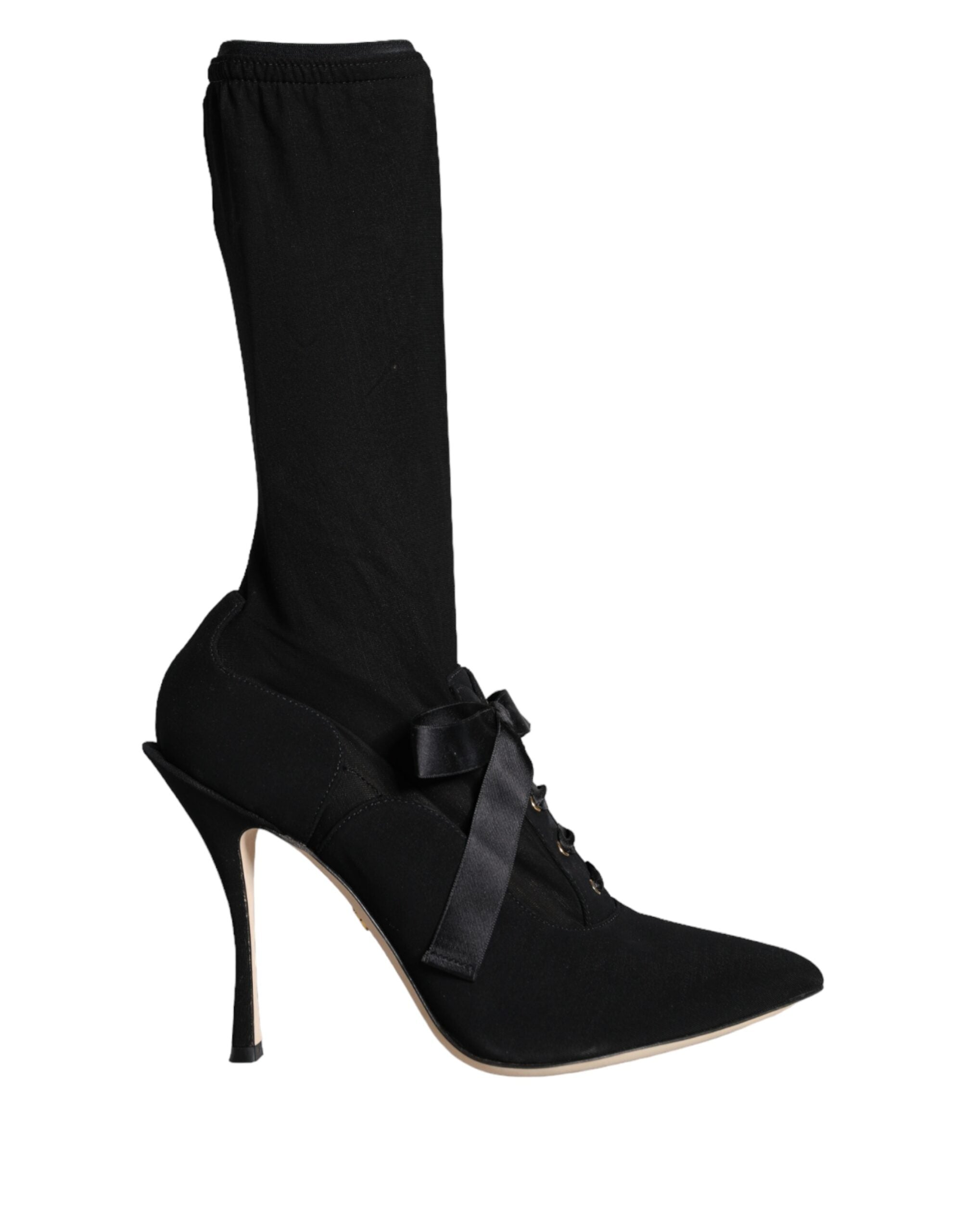 Dolce & Gabbana Black Stiletto Heels Mid Calf Boots Shoes LUNESCAPE