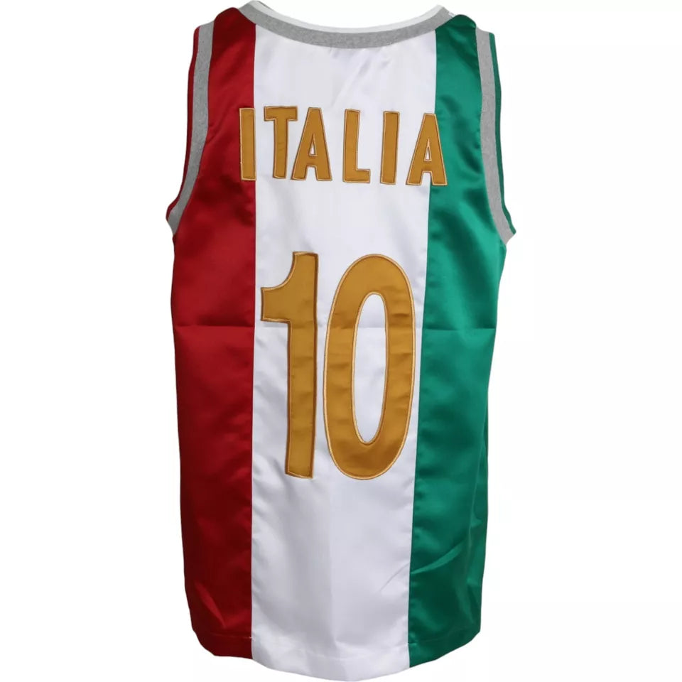Dolce & Gabbana White Green Sleeveless Top Italian Flag Basket T-shirt LUNESCAPE