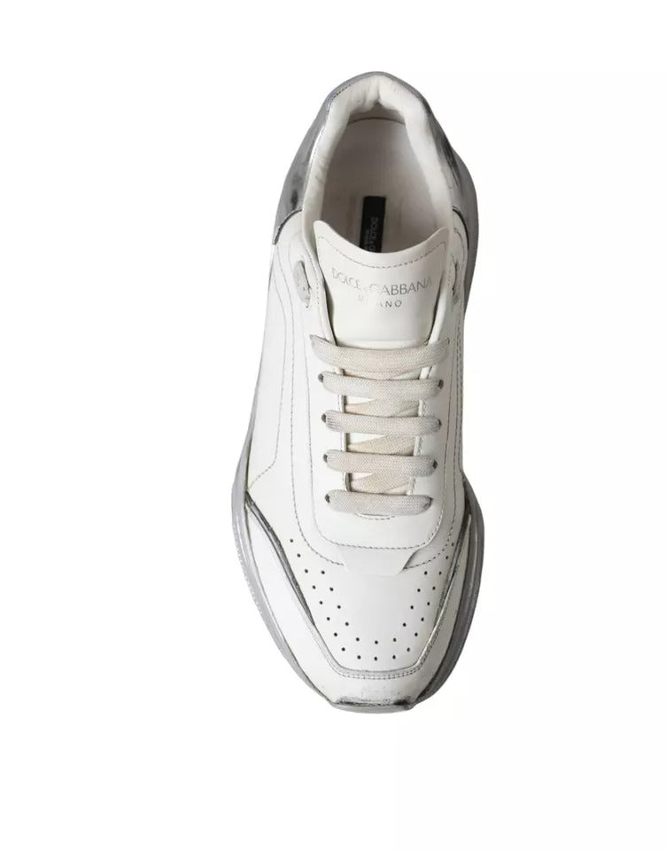 Dolce & Gabbana White Silver Daymaster Low Top Sneakers Shoes LUNESCAPE