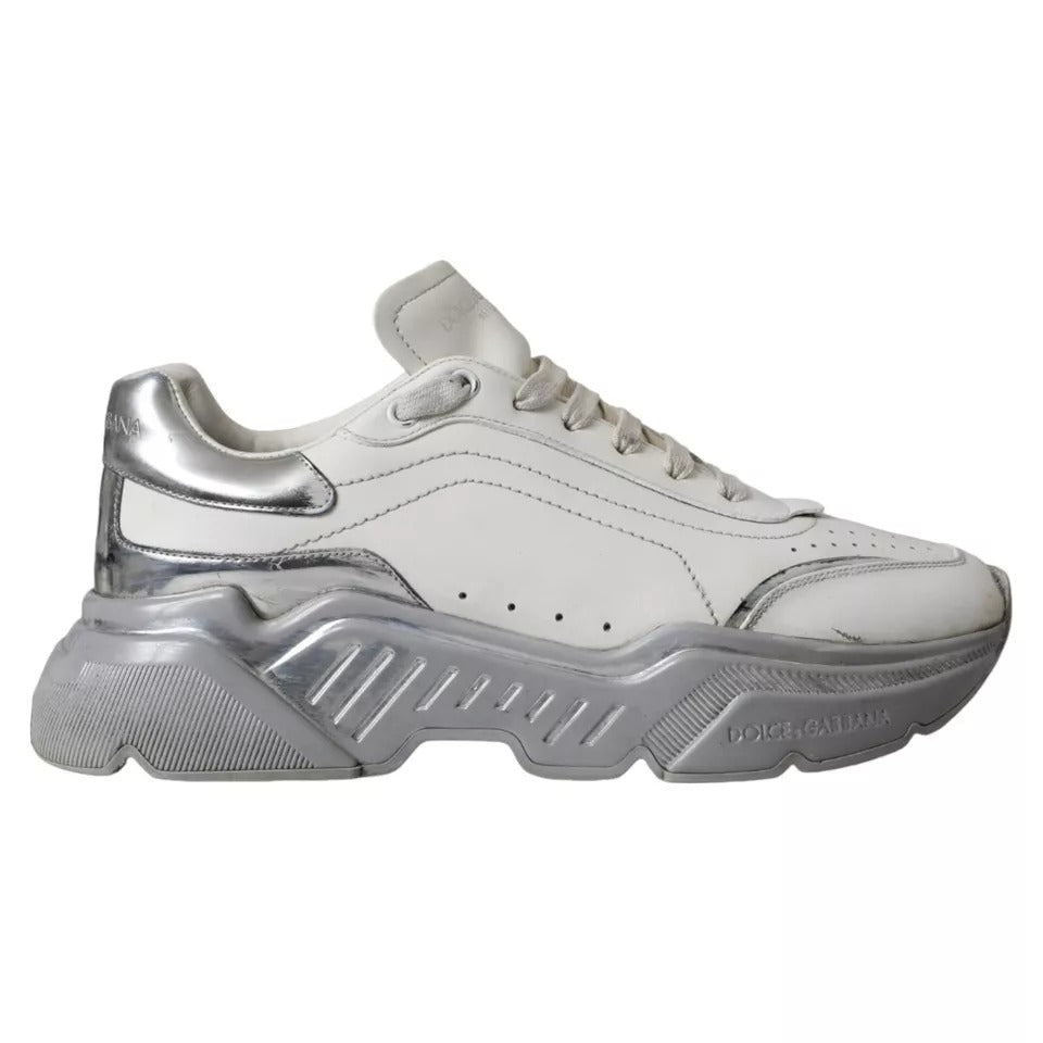 Dolce & Gabbana White Silver Daymaster Low Top Sneakers Shoes LUNESCAPE