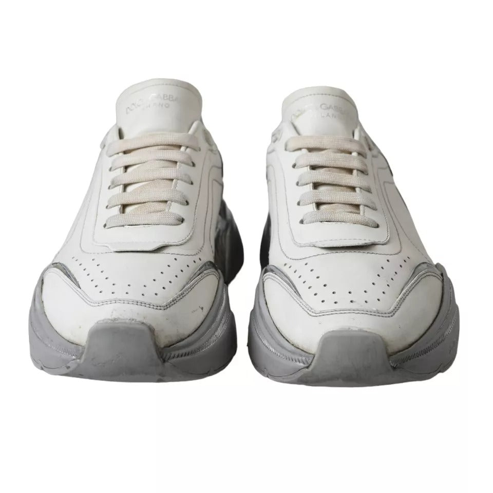 Dolce & Gabbana White Silver Daymaster Low Top Sneakers Shoes LUNESCAPE