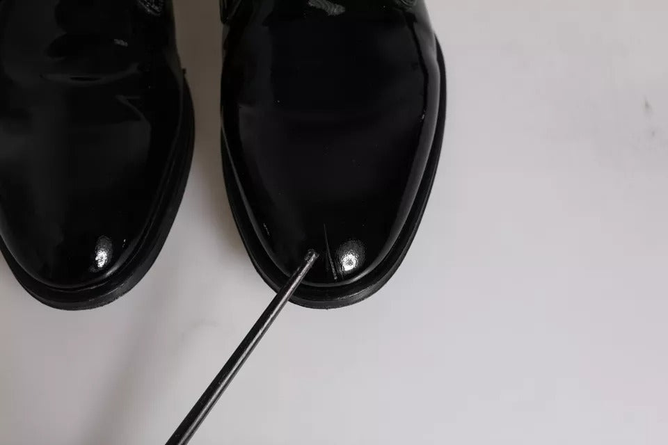 Dolce & Gabbana Black Calfskin Leather Derby Men Dress Shoes