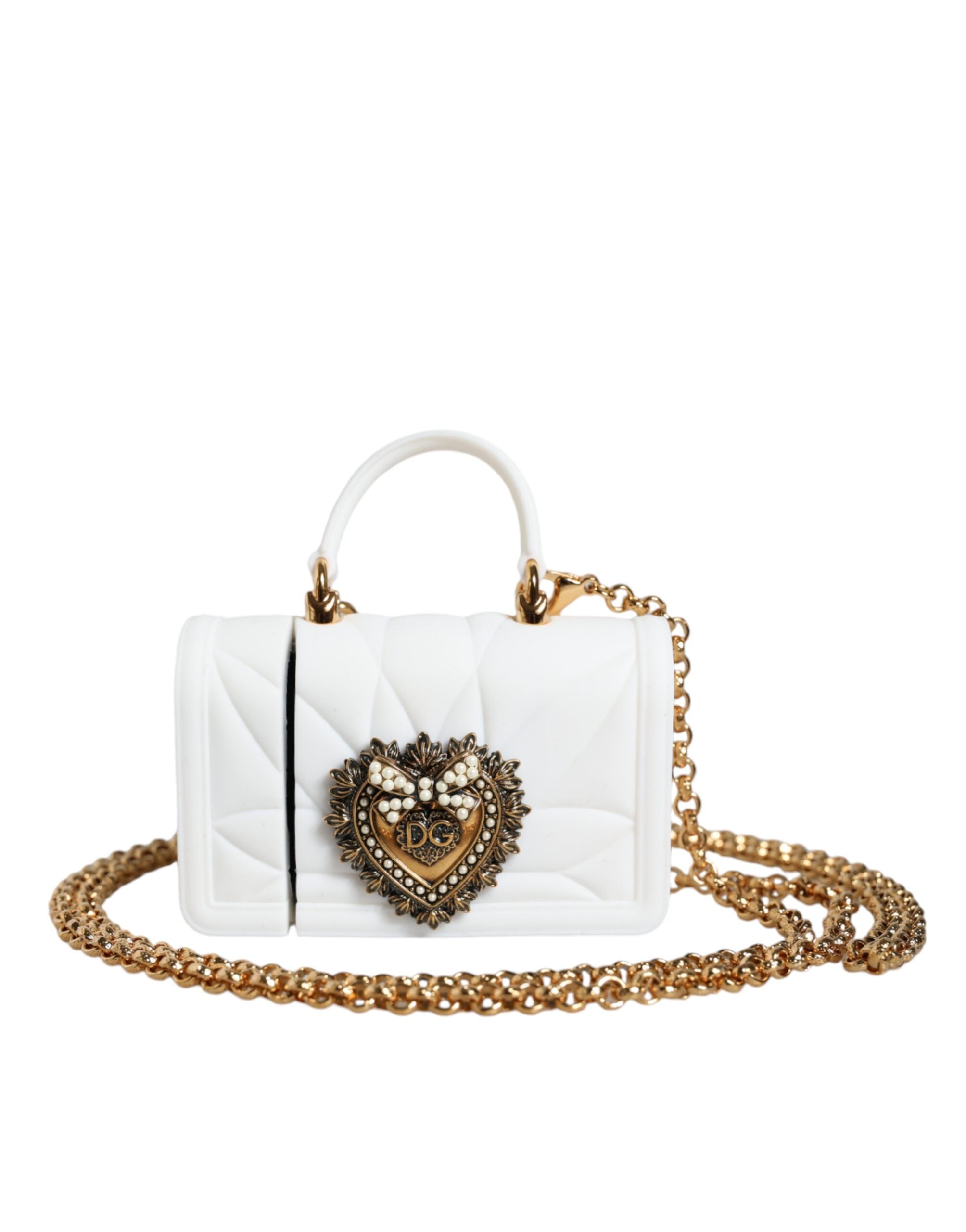 Dolce & Gabbana White Silicone Devotion Heart Cover Hand Bag Airpod Case LUNESCAPE