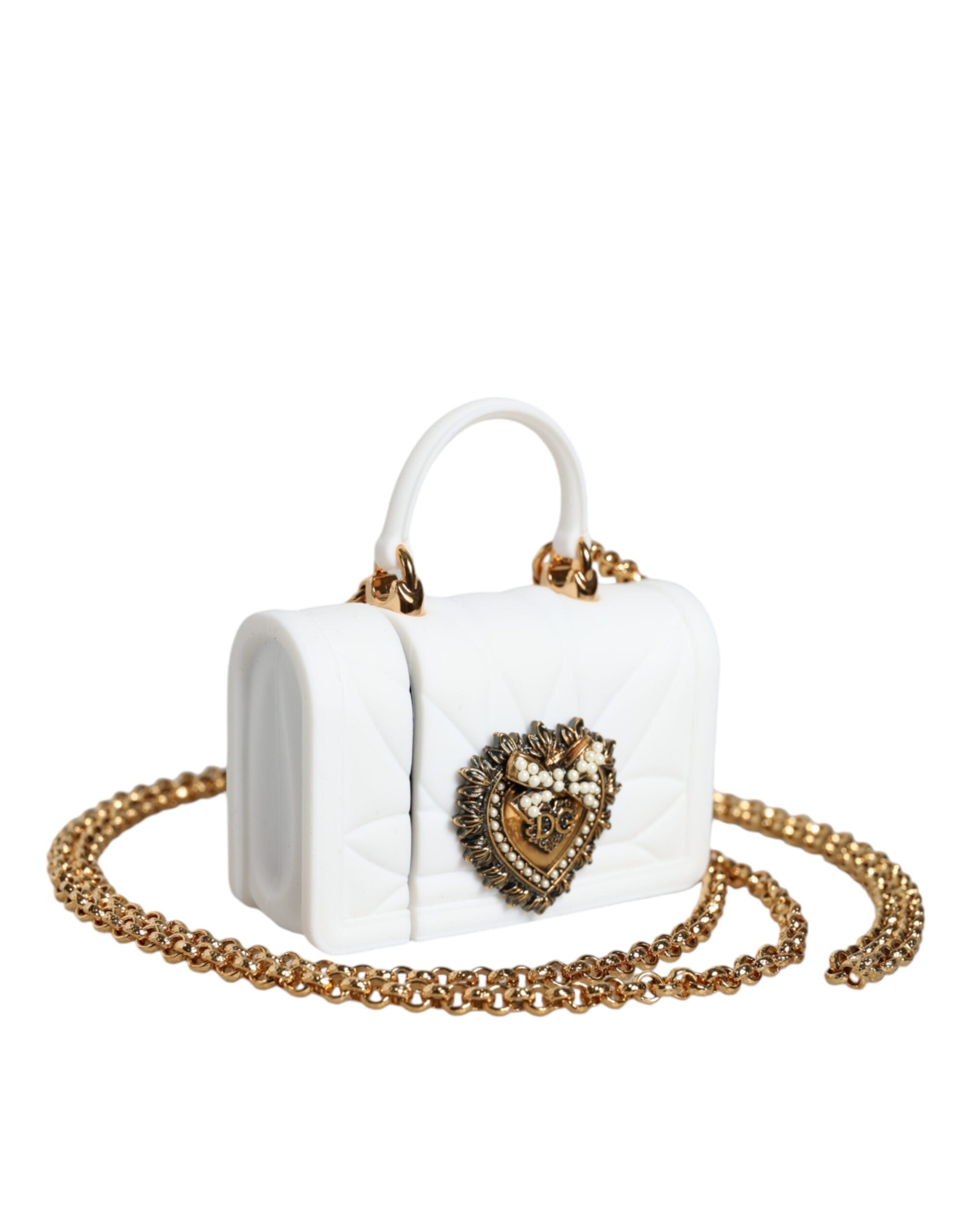 Dolce & Gabbana White Silicone Devotion Heart Cover Hand Bag Airpod Case LUNESCAPE