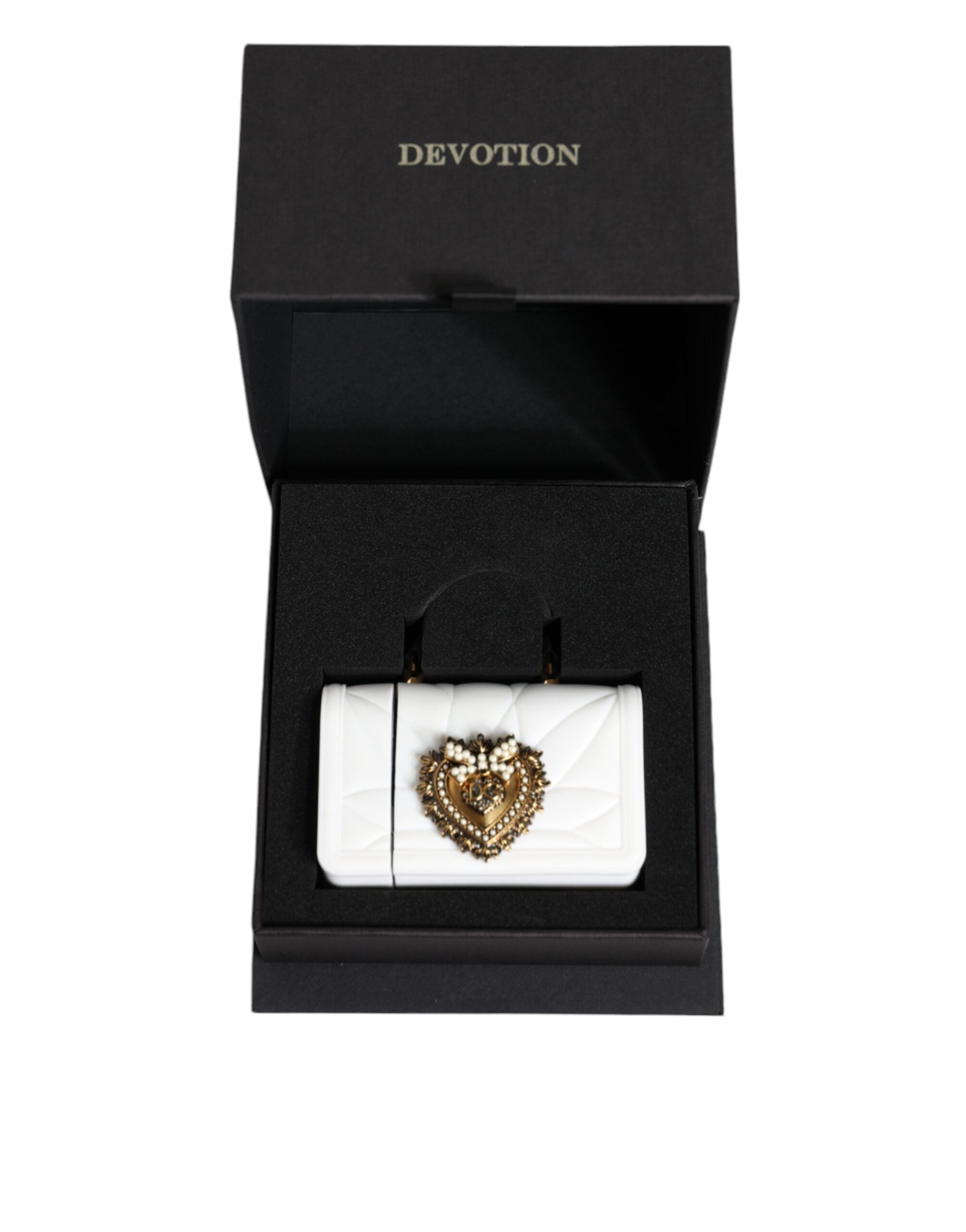 Dolce & Gabbana White Silicone Devotion Heart Cover Hand Bag Airpod Case LUNESCAPE