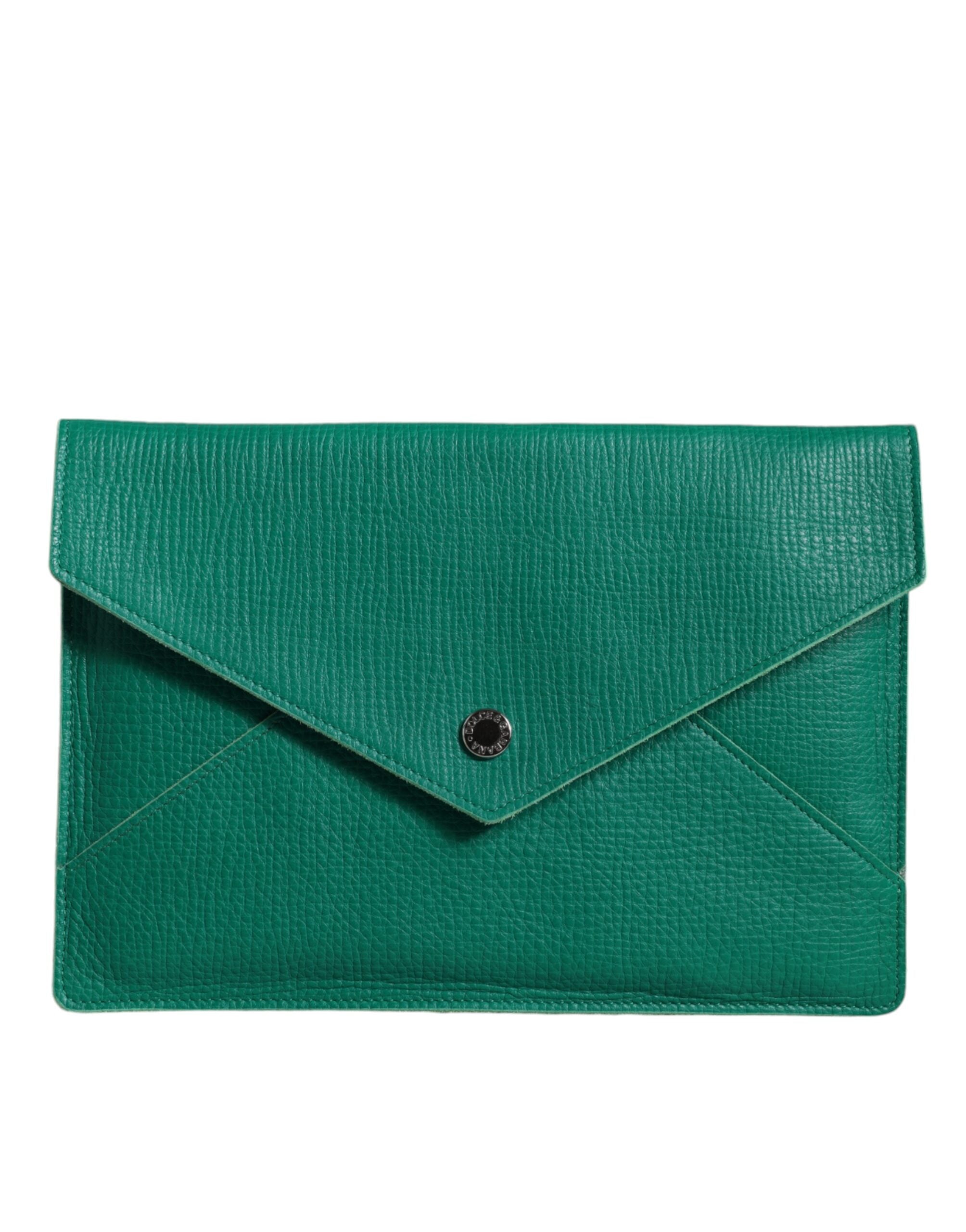 Dolce & Gabbana Green Leather Handbag Clutch Mini Purse Pouch Tablet Case LUNESCAPE