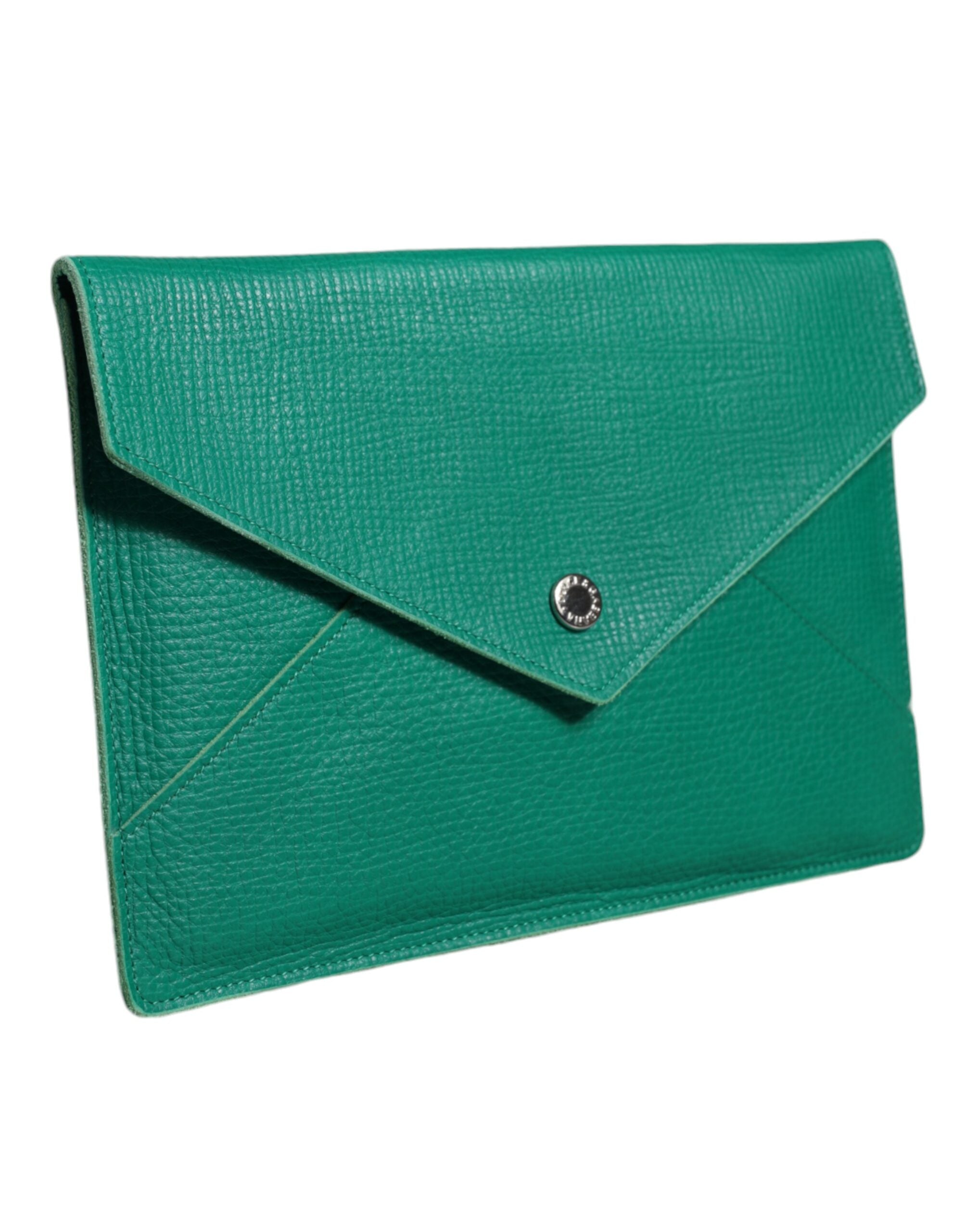 Dolce & Gabbana Green Leather Handbag Clutch Mini Purse Pouch Tablet Case LUNESCAPE
