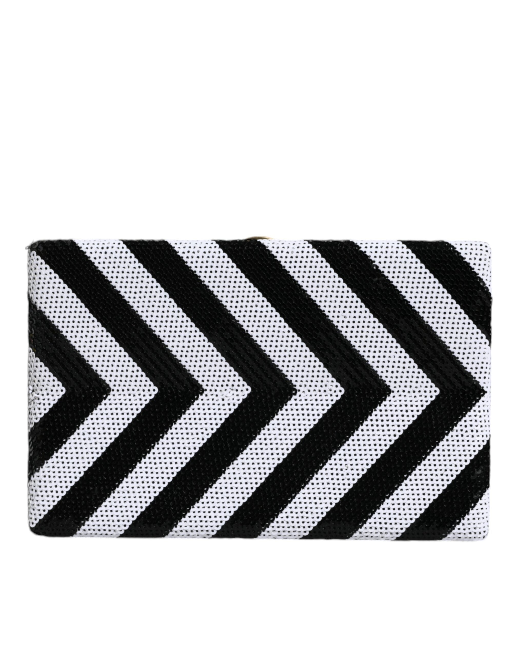 Dolce & Gabbana Black White Gold Frame Clutch Evening Party Purse Bag LUNESCAPE
