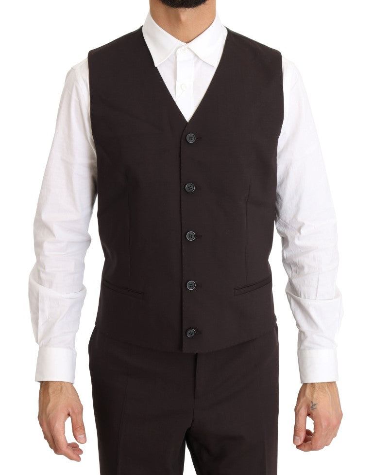 Dolce & Gabbana Bordeaux Wool Stretch Long 3 Piece Suit