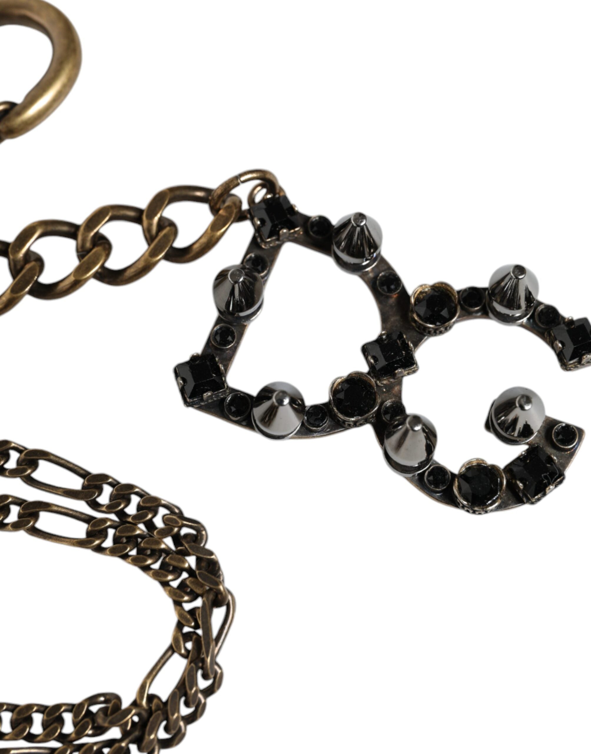 Dolce & Gabbana Silver Tone Metal DG Logo Crystal Keychain Keyring LUNESCAPE