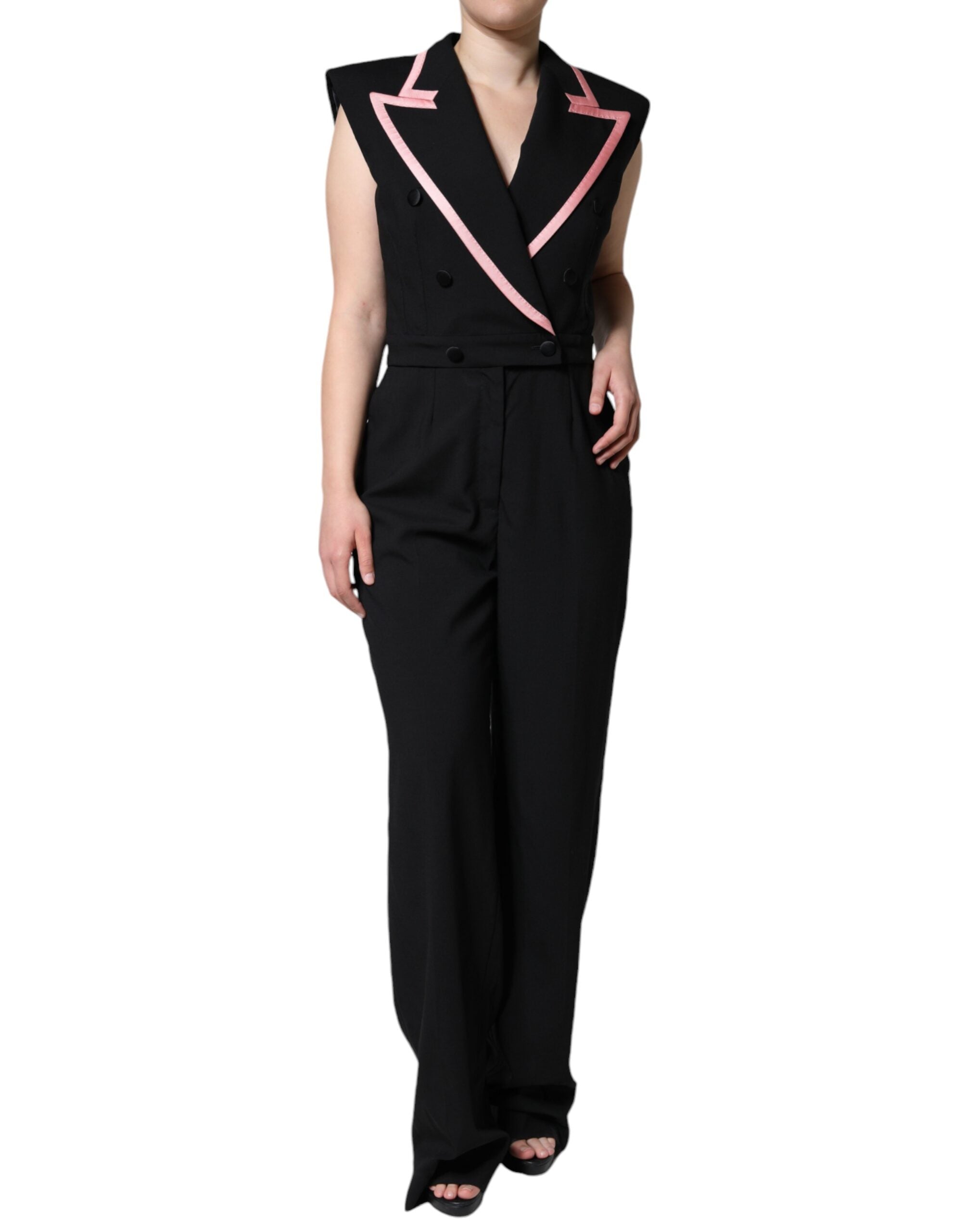 Dolce & Gabbana Black Wool Blend Sleeveless Jumpsuit