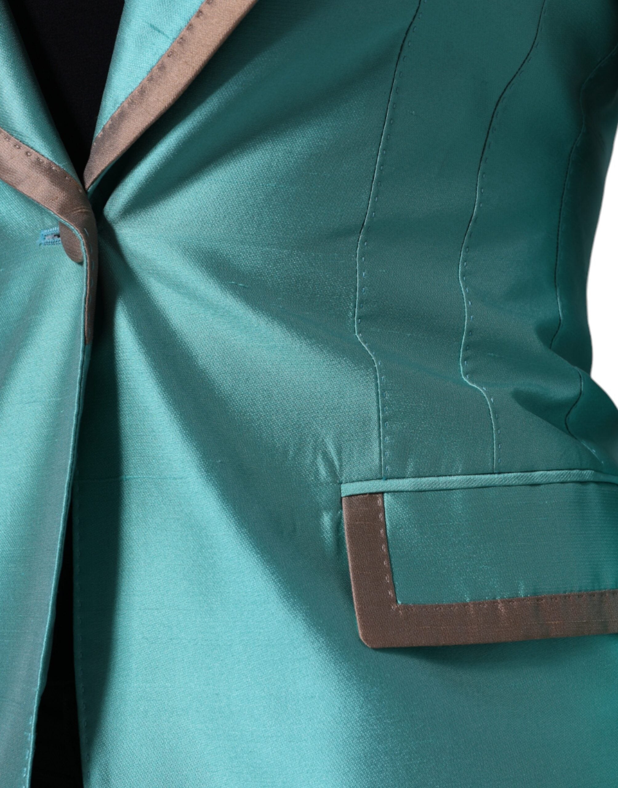 Dolce & Gabbana Metallic Green Single Breasted Blazer Jacket LUNESCAPE